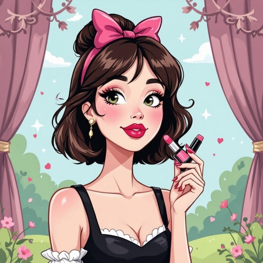 Create a character lady who has attitude but is funny looking and loves lipgloss 