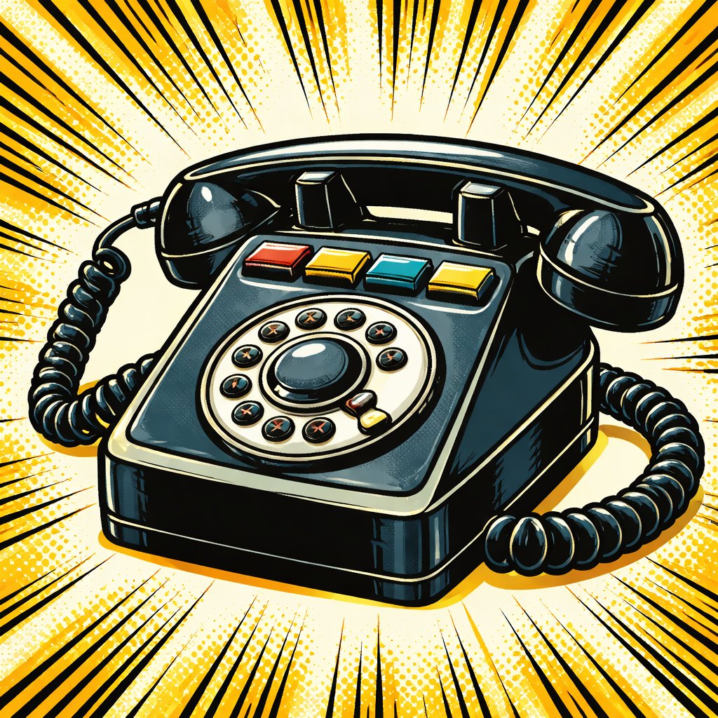 No caricature, no speech bubbles. An old-fashioned telephone with multi lines.