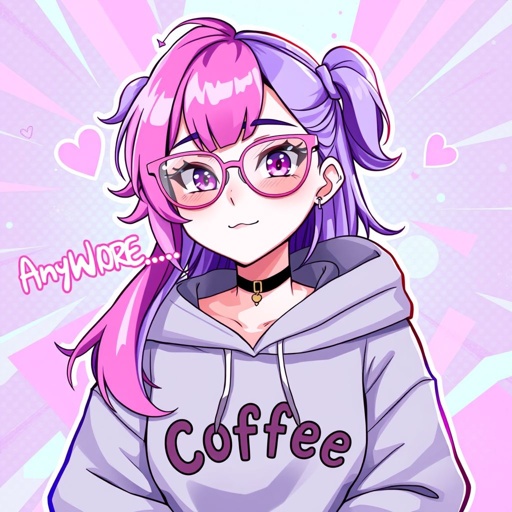 Draw me a profile picture Username: PinkOrchidsGaming I have Half Pink (Right) Half Purple (Left) Hair, A nose piercing on my left side and i wear glasses that are see through pink My Signatures: A gray Hoodie that says “Coffee” but the ‘O’ is a coffee cup My catch phrase is “AnyWHORE..” My favorite color is pink and i want the background to resemble an Angel Dust vibe (Character from hazbin hotel)