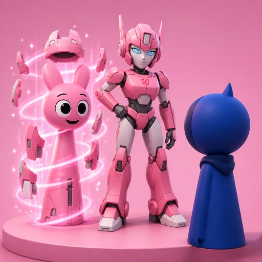 Pinki from Sprunki turning into Elita One in front of Jevin from Sprunki