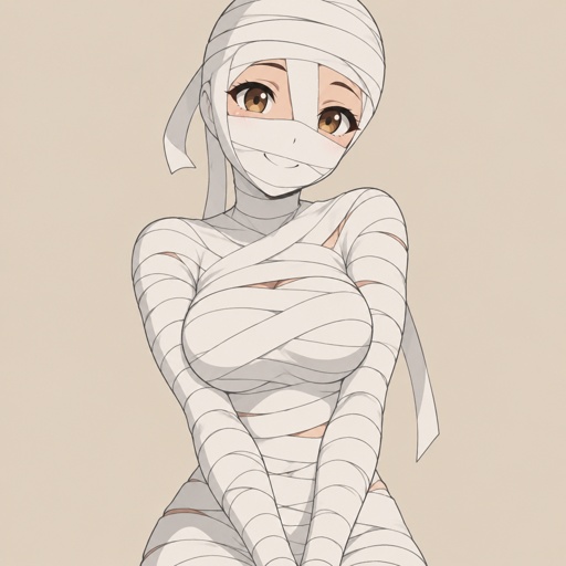 Mummy woman, try to look friendly