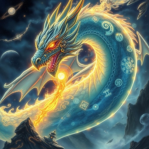 Zoomed in close up of an Ancient and Colossal Dragon made of nothing except Force