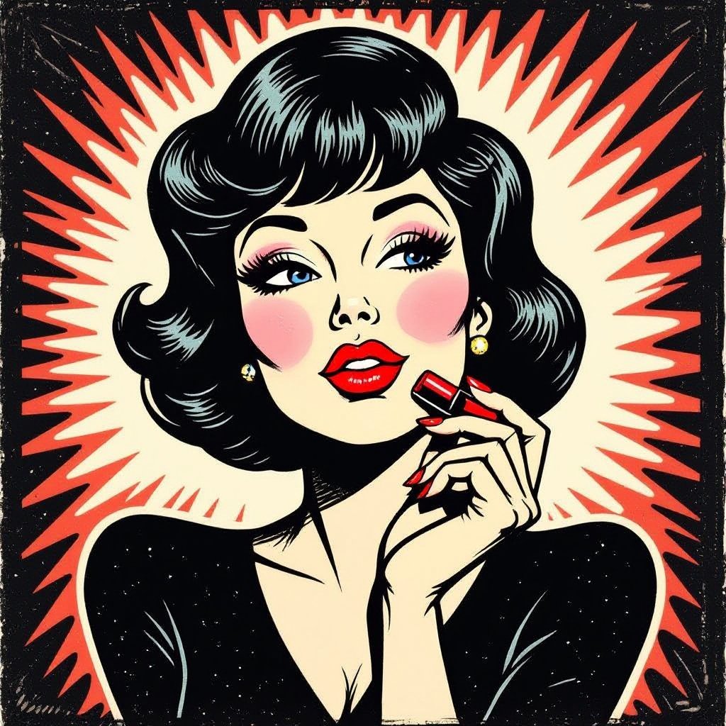 Create a character lady who will has attitude but is funny looking and loves lipgloss 