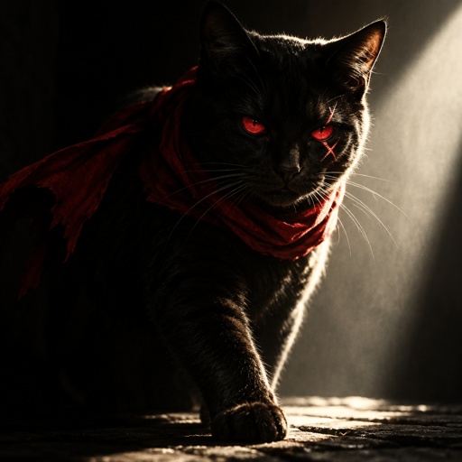 black cat red eyes special x scar red scarf