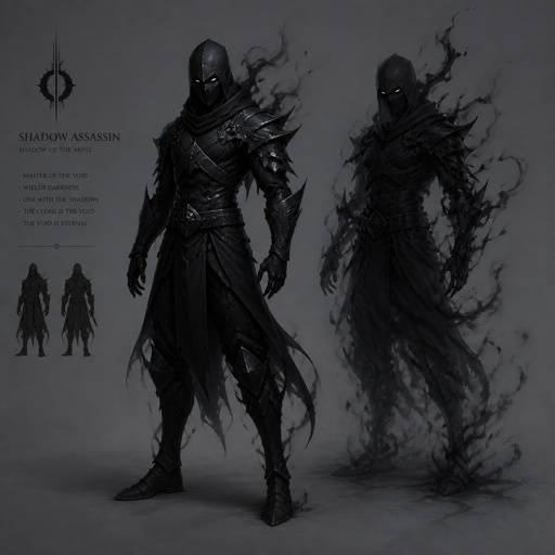 shadow assassin, shadow of the abyss, based on noob saibot, shadow clone