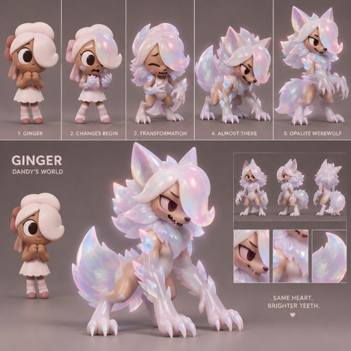 Ginger from Dandy’s world turning into a Opalite Werewolf 