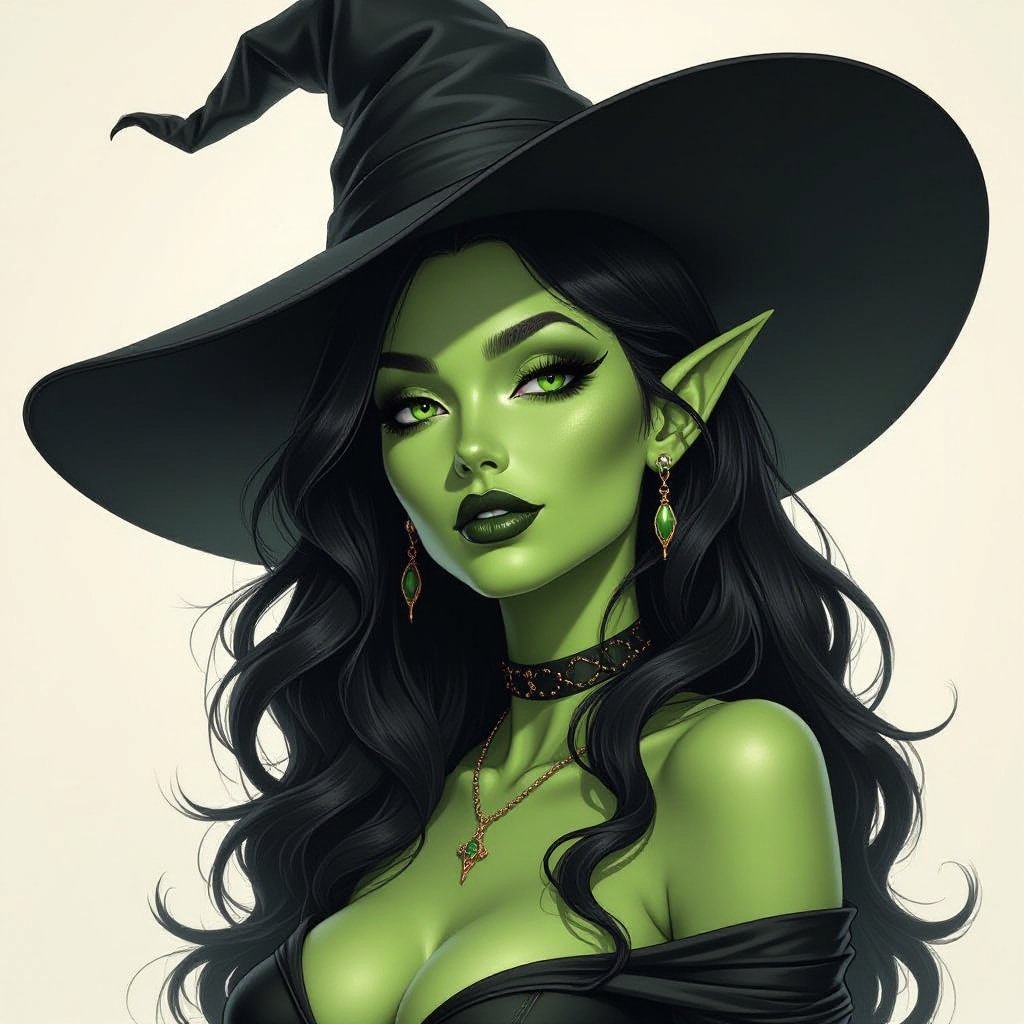 Super Villainess Dethkloak the sexy shadow demon witch green skin