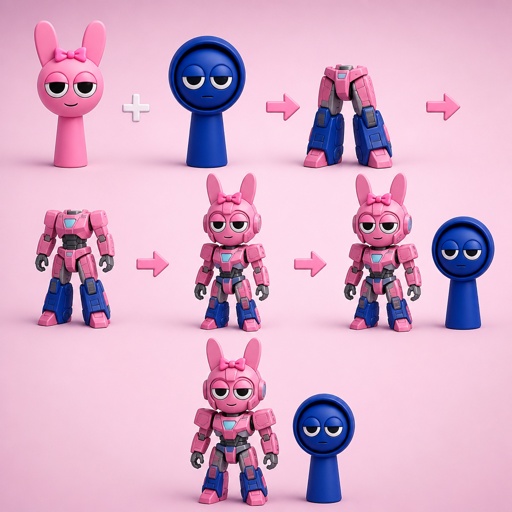 Pinki from Sprunki as Elita One merging with Jevin from Sprunki starting with her legs 