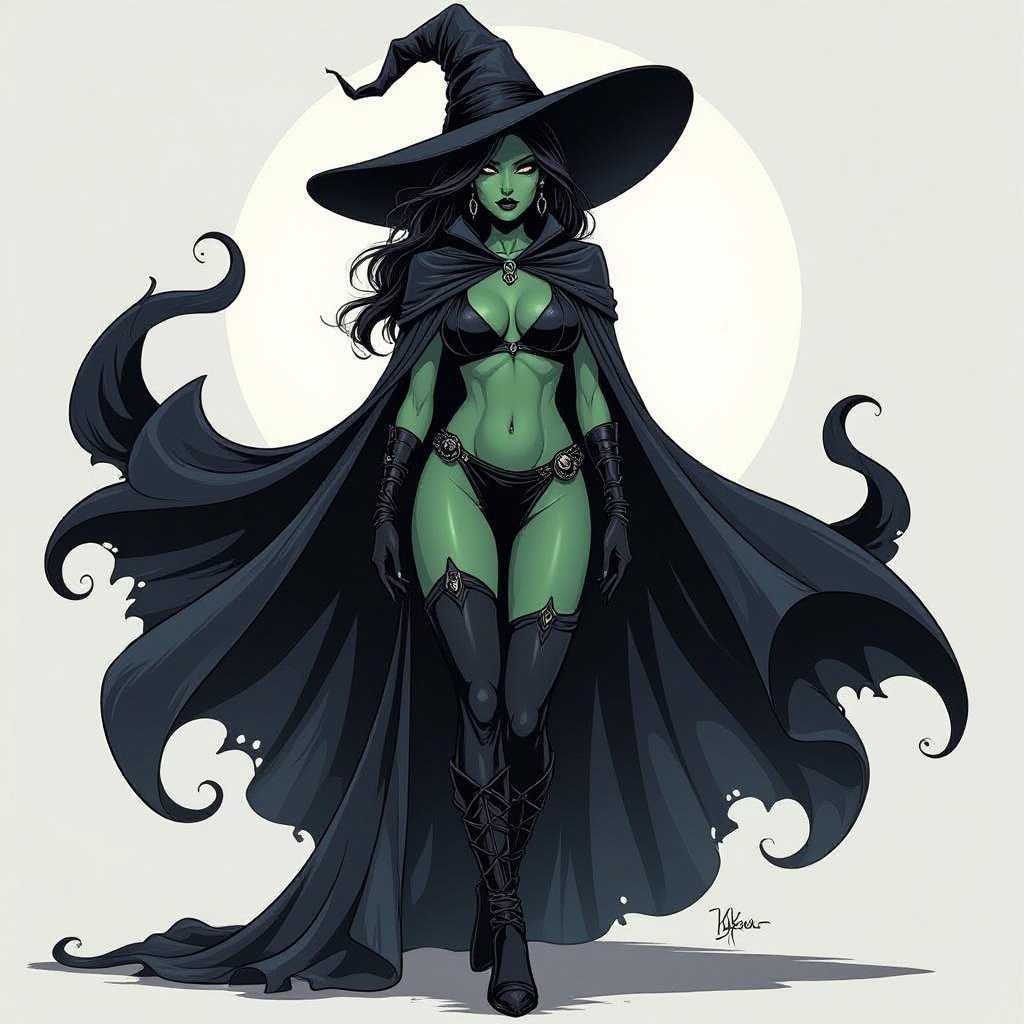 sexy shadow demon witch gypsy slate grey skin large black billowing cloak that emits darkness and shadow. Two piece