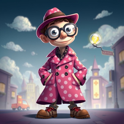 Create a character who is a goofy looking detective, who is confident. But funny looking. 