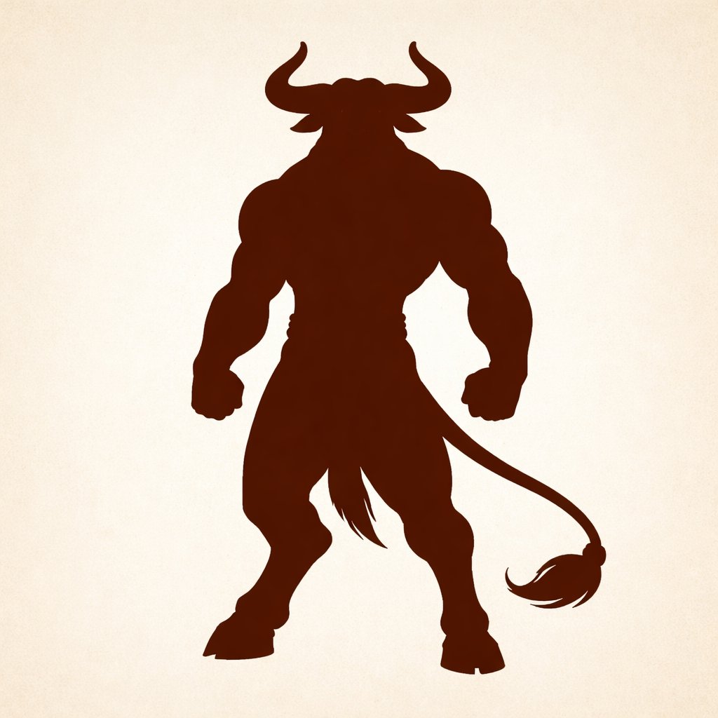 A male chestnut brown Minotaur with deep set cattle like brown eyes, large powerful gleaming horns like his fathers, a well~proportioned figure/body at lest 6 foot tall, long tail. He works at freak show as the ringmaster and his abilities are Reality Rejection, Time Manipulation (Chronokineses), Zoolingualism (Language of Cattle only), Human Speech. His mother is a human with half-animal (Cretan Cattle) physiology and his father is a Cretan Bull.