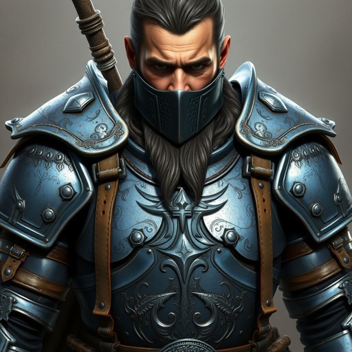 Blue metal armor with cool leather straps