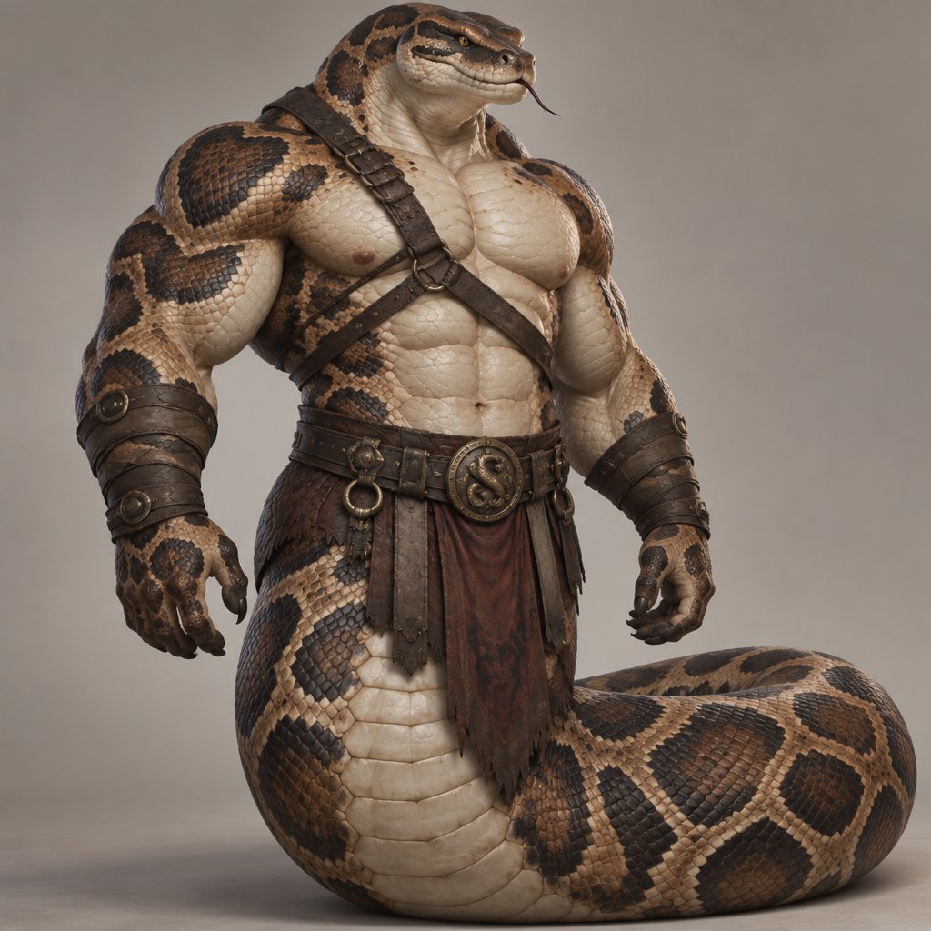His name is big Bo, a big muscular half man half Bo snake, created to help stop extinction