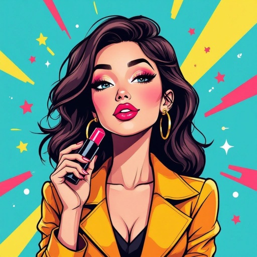 Create a character lady who will has attitude but is funny looking and loves lipgloss 