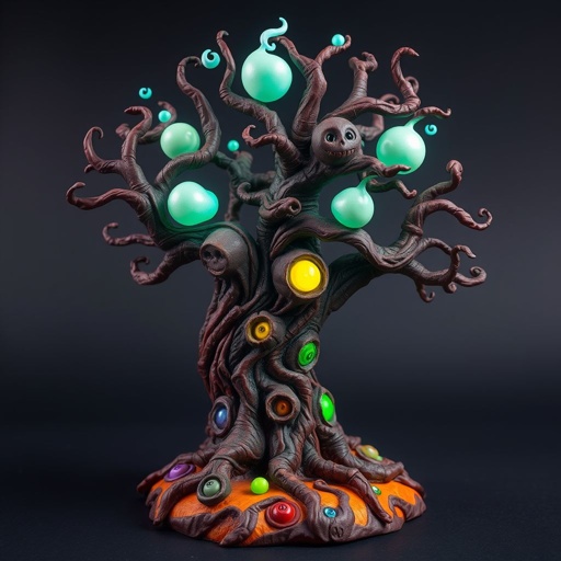 Give me a image of a fantasy dark magic tree
