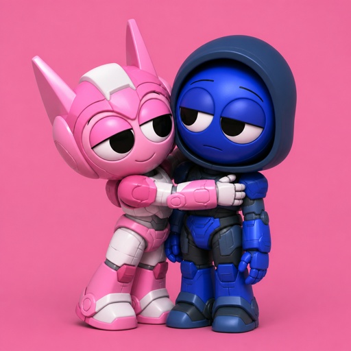 Pinki from Sprunki as Elita one hugging Jevin from Sprunki 