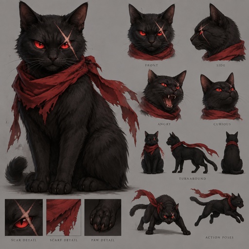 black cat red eyes special x scar red scarf