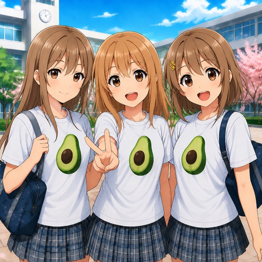a group of three girls standing next to each other