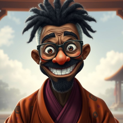 Create a funny looking African sensei