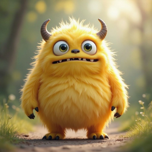 Create a fat puffy yellow funny looking monster