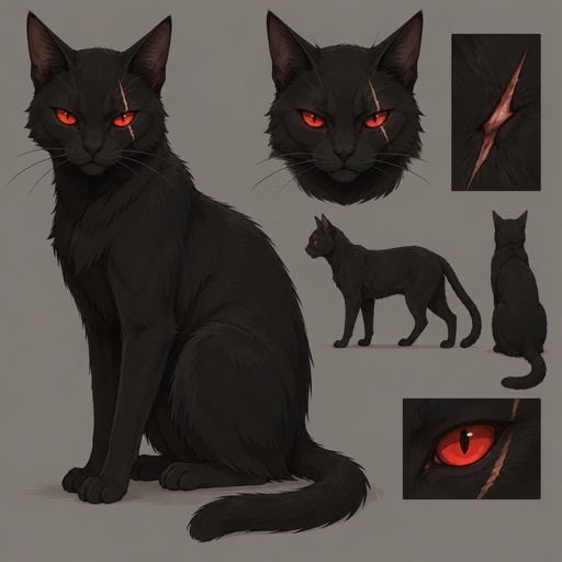 black cat red eyes special scar