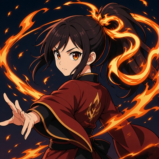 Mädchen, was im Haar eine Schleife aus Feuer hat