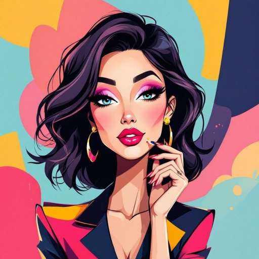 Create a character lady who has attitude but is funny looking and loves lipgloss 