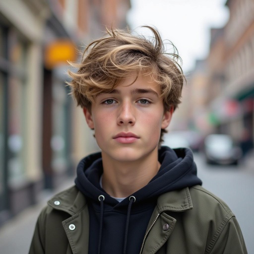 A 18 year old teenager boy with dirty blonde hair