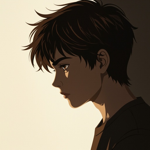 Mysterious teen boy with dark brown hair brown eyes and with a dark past