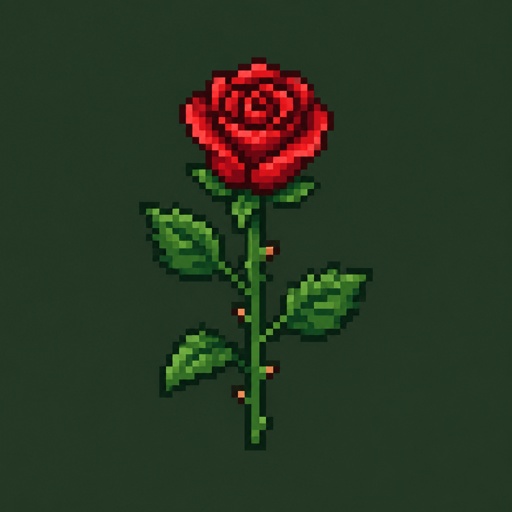Rose plant for a fantasy game set in modern times, top-down style,