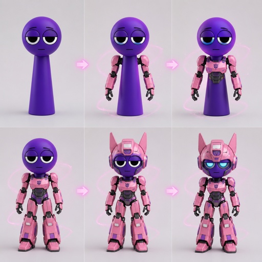 Pinki from Sprunki as Elita One merging her legs onto Jevin from Sprunki and then her arms and then her Body and lastly her head and helmet