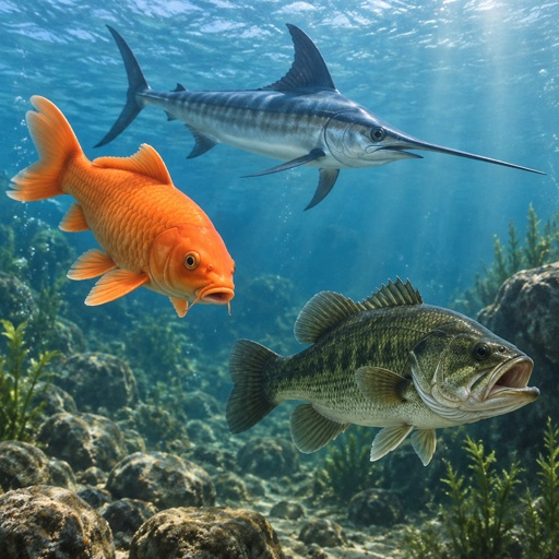 Carp Fish Swordfish Bass Fish 