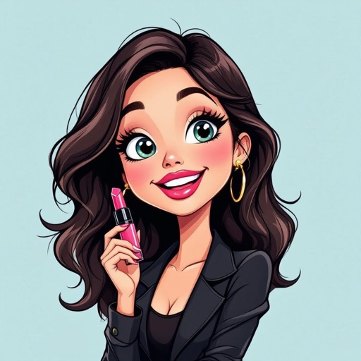 Create a character lady who is funny but about fashion and loves lipgloss
