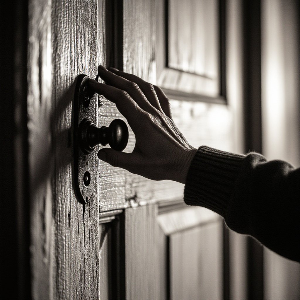 Creepy hand knocking on door