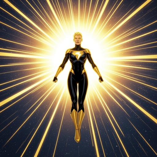 Super Hero who emits the brightness of the sun: their costume has NO CAPE OR BELT