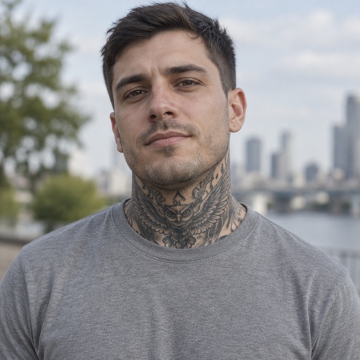 Man, Tattoo On Neck