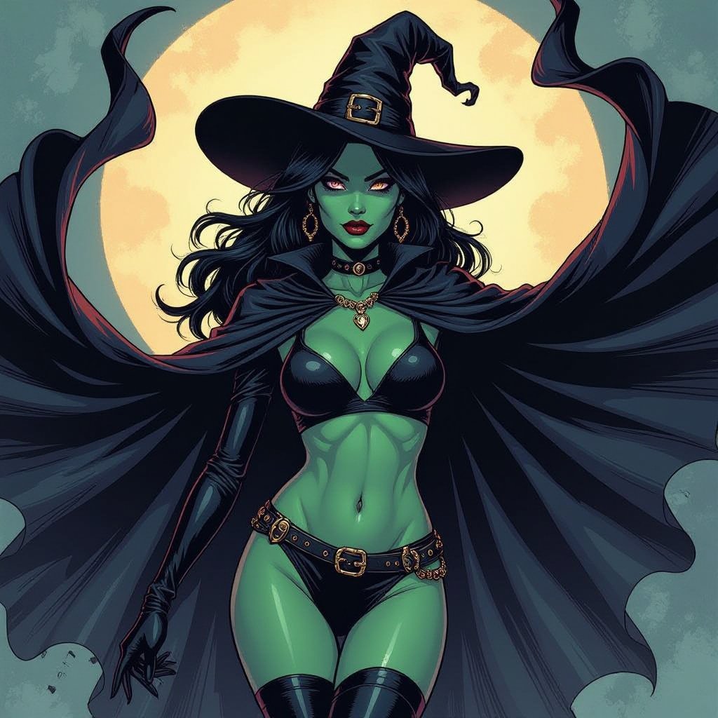 sexy shadow demon witch gypsy slate grey skin large black billowing cloak that emits darkness and shadow. Two piece. Witches Hat. Two Demon horns