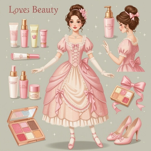 Create a character showing there whole body head to toe, a lady who loves beauty products
