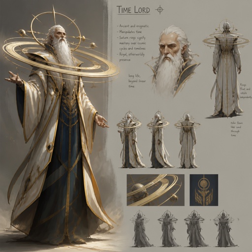 time lord with saturn rings white beard