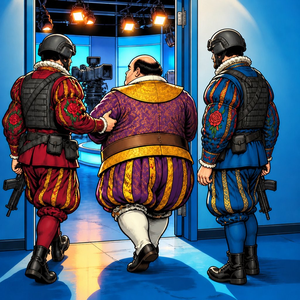 a group of men standing next to each other in front of a blue door
