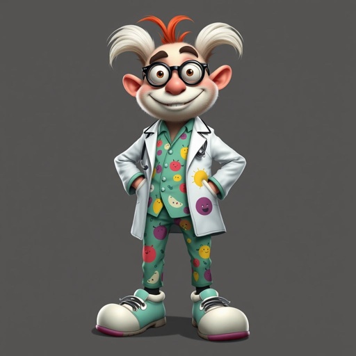 create a doctor, named doctor p Pom. Who is funny looking from head to toe. And he always says immediately results to surgery for anything even small things. So please be sure to show his whole outfit head to toe.
