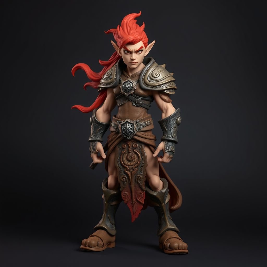 Create a character: battle hero Rhen the Fire-Singer – A lean, muscular man. Show him head to toe including his shoes.