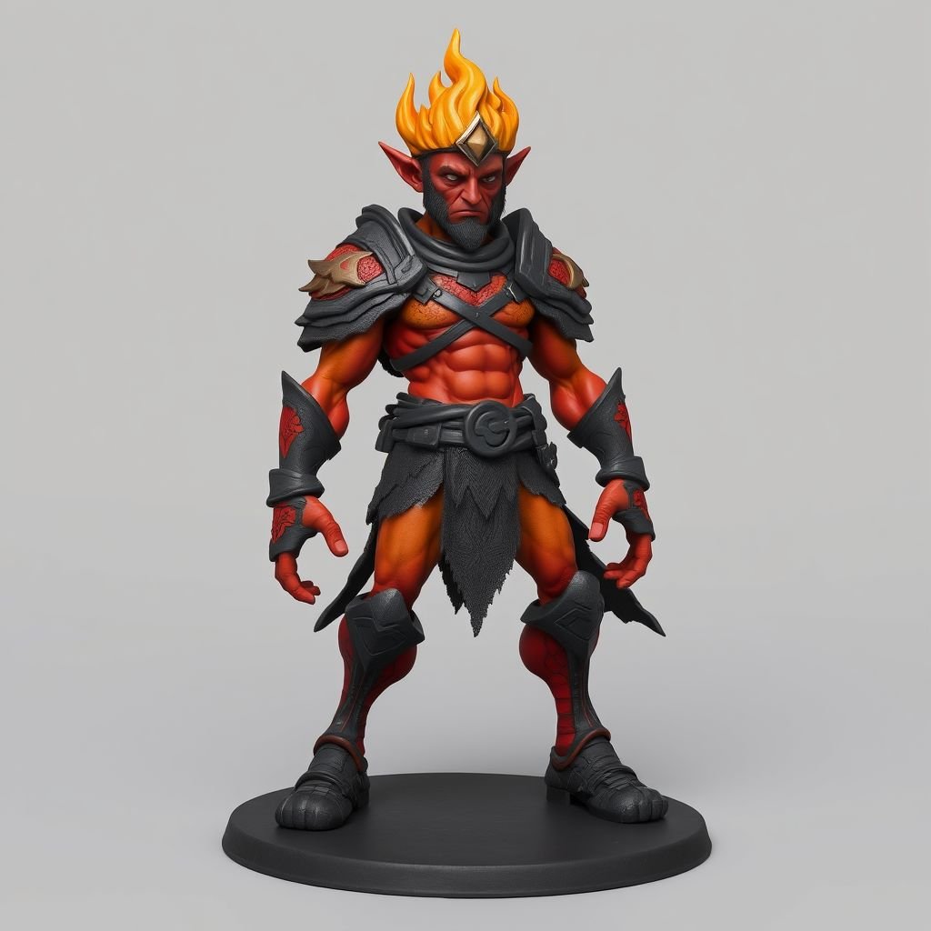Create a character: battle hero Rhen the Fire-Singer – A lean, muscular man. Show him head to toe including his shoes.