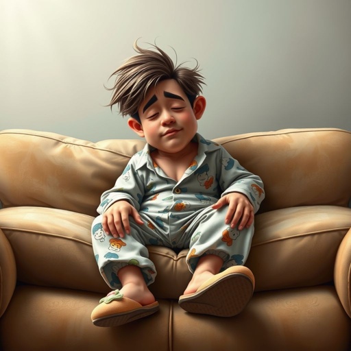 Create a character who is lazy as heck. And you could tell from his face and his entire outfit. Make is funny and the style of the graphic photographic 