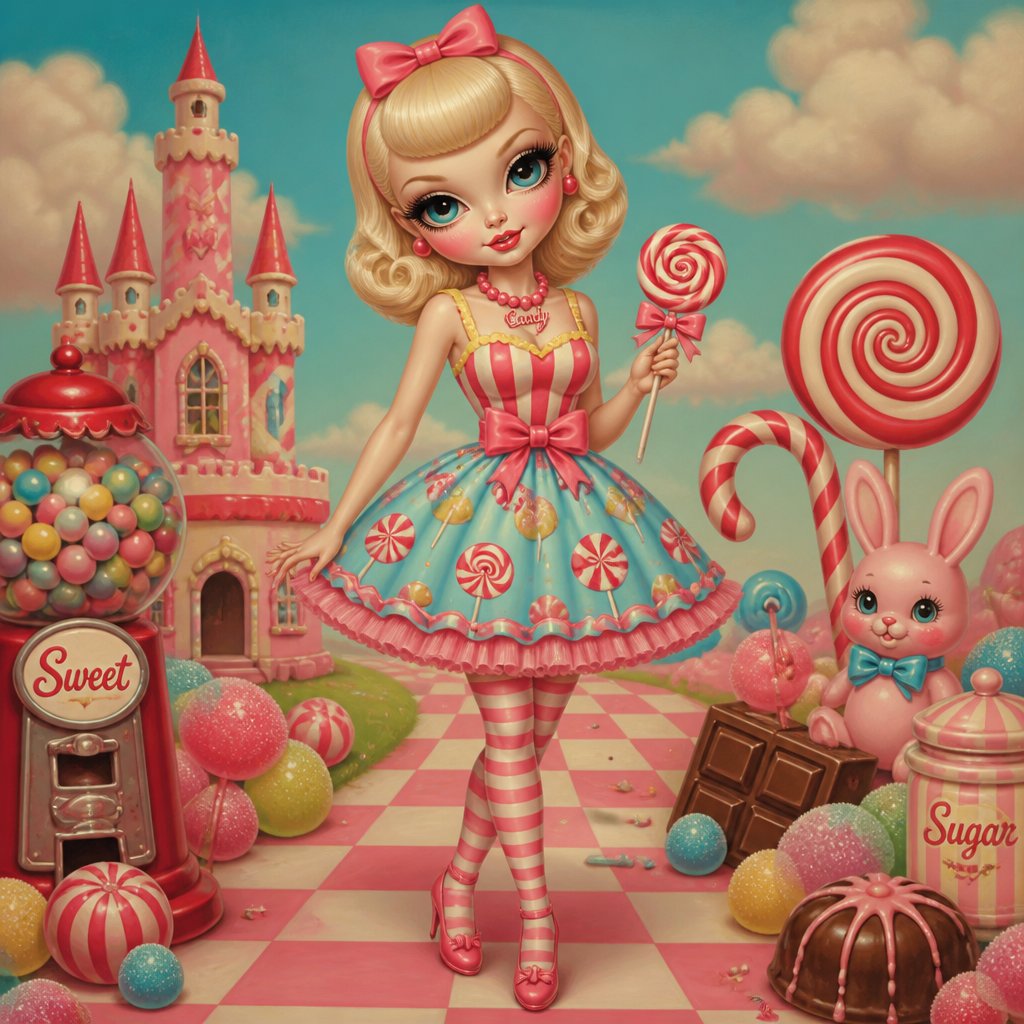 Create a white woman someone would call candy(show image head to toe)