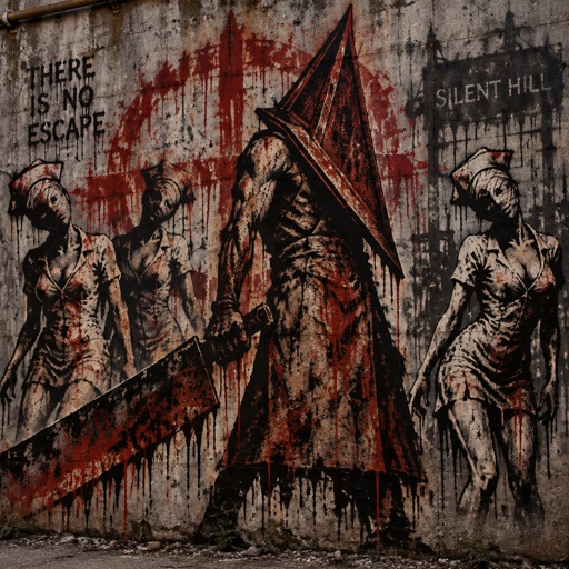 Silent Hill with pyramid head and the nurses 