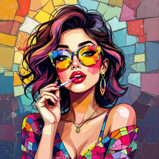 Create a character showing there whole body head to toe, a lady who will has attitude but is funny looking and loves lipgloss 