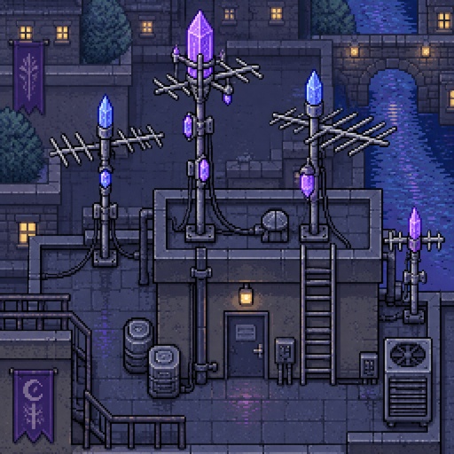  TV antennas mixed with magical crystals, top down style