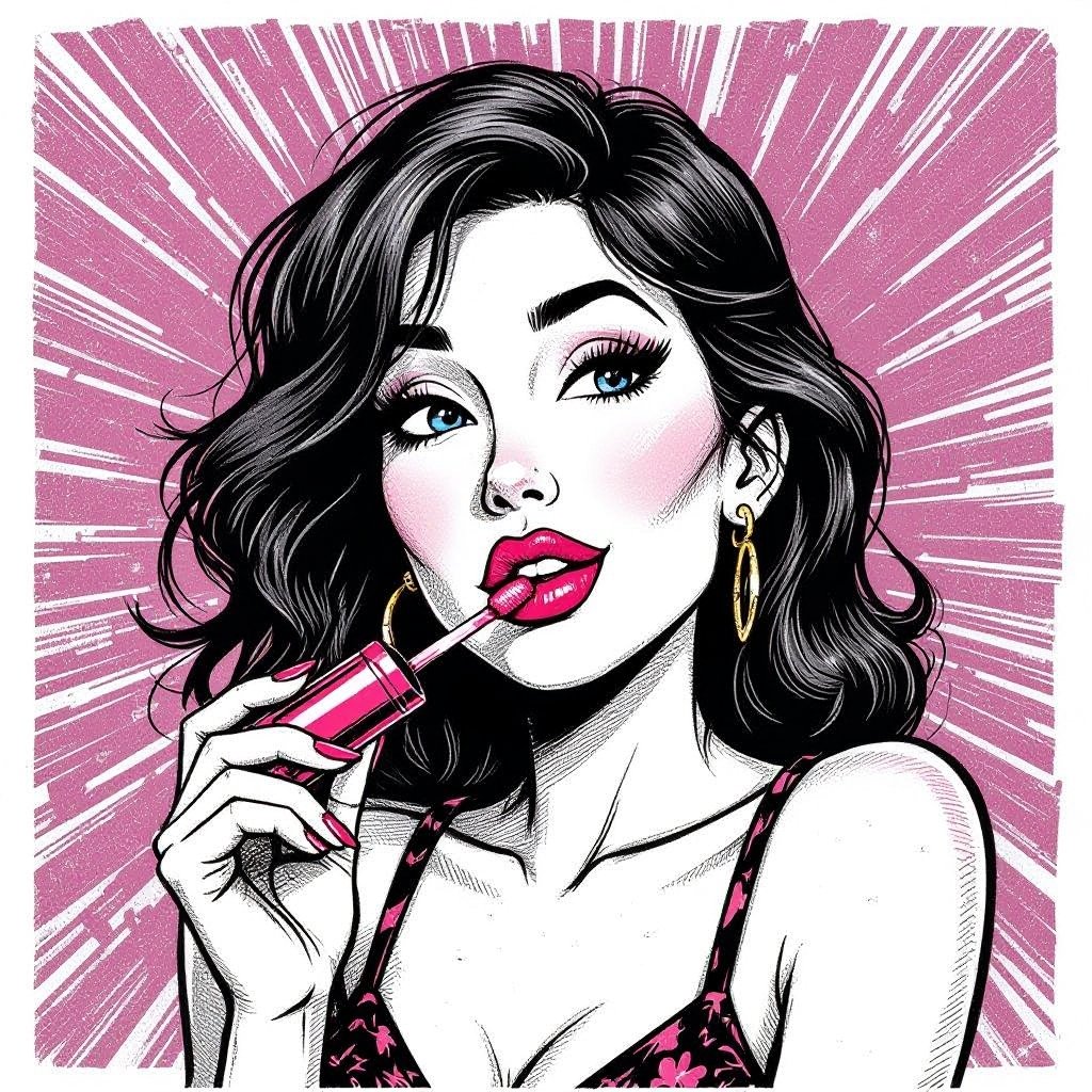 Create a character lady who will has attitude but is funny looking and loves lipgloss 