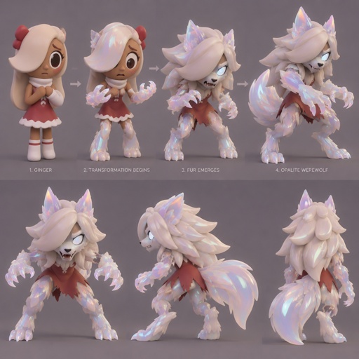 Ginger from Dandy’s world turning into a Opalite Werewolf 